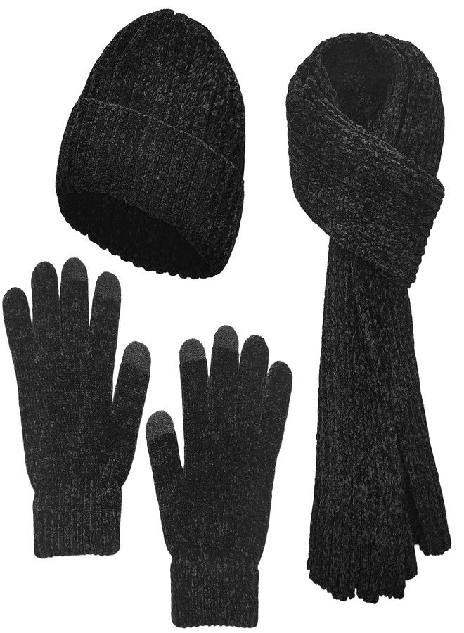 KYLELOVE Winter Scarf Hat And Gloves Set Suitable For Both Men And Women Knitted Cap Long Scarf And Touch-Screen Gloves Are Suitable for Winter 3-in-1 Warm Gift Box Set - Image 1